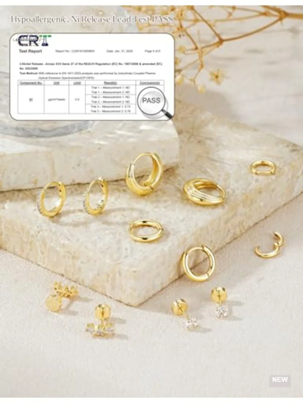 Hypoallergenic 14K Gold Plated Hoop & Stud Earring Set for Sensitive Ears
